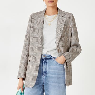 Beige Meena Checked Blazer