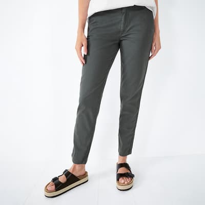 Black Cotton Blend Stretch Trousers