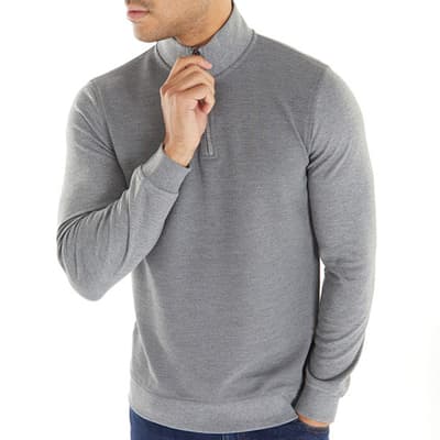 Grey Bits Textured Zip Jumper