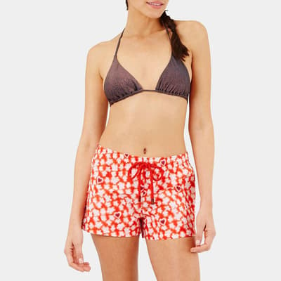 Red Attrape Coeur Printed Swimming Shorts