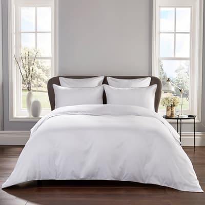 Heritage Piped 400TC King Duvet Set, White/Grey