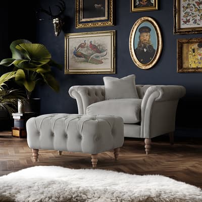 SAVE  £500 -  The Mayfair Footstool, Velvet Chalk