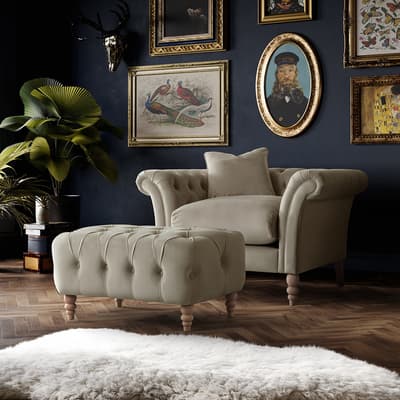 SAVE  £500 -  The Mayfair Footstool, Velvet Putty