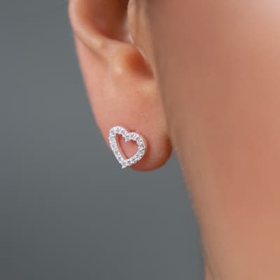 Silver Heart Pendant Earrings