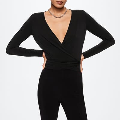 Black Wrap V-Neckline Top