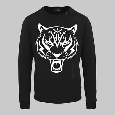 Black Tiger Print Detail Sweatshirt