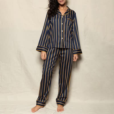 Navy Stripe Long Sleeve Pyjama Set