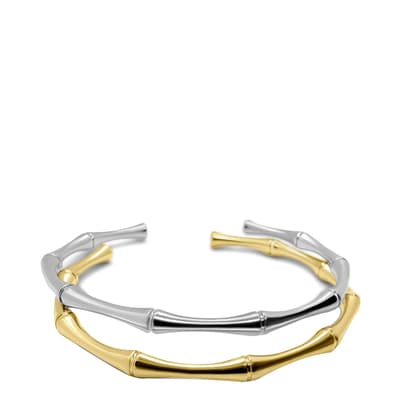 18K Gold & Silver Cuff Bangle Set