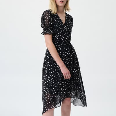 Black Polka Dot Wrap Dress