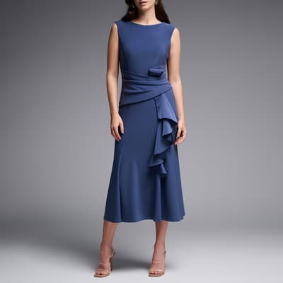 Navy Frill Midi Dress