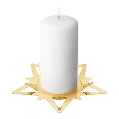 Classic Christmas Star Pillar Candleholder Gold