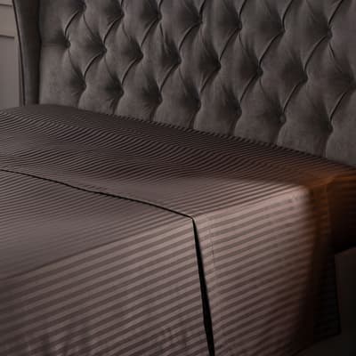 540Tc Satin Stripe Single Flat Sheet, Charcoal
