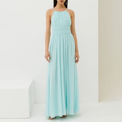 Light Blue Agami Halter Neck Maxi Dress