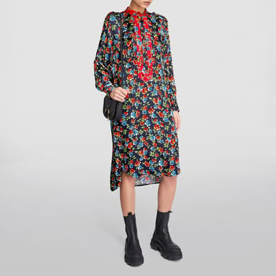 Navy/Multi Debo Floral Midi Shirt Dress