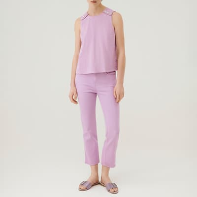 Lilac Cognac Ribbed Top