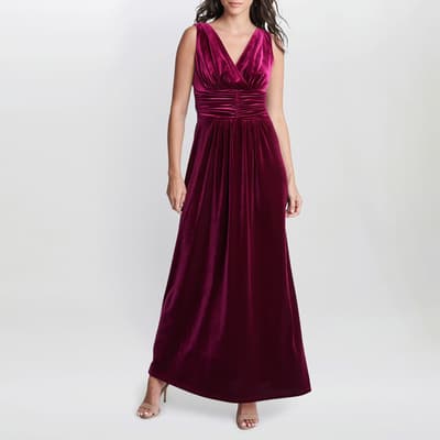 Pink Patricia Sleeveless Velvet Maxi Dress