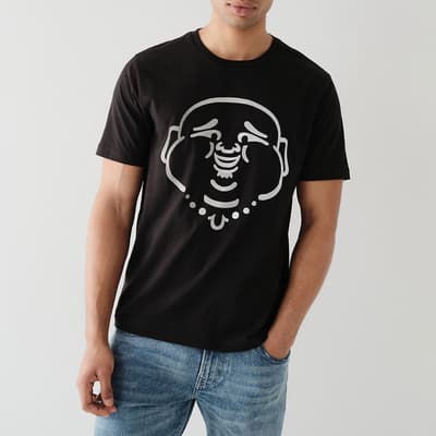 Black Buddha Face Logo Cotton T-Shirt