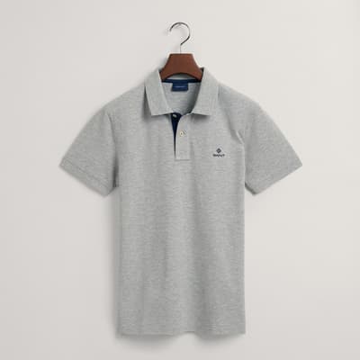 Grey Contrast Cotton Polo Shirt