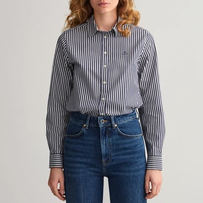 Navy Broadcloth Striped Shirt