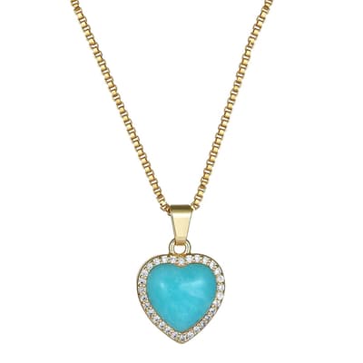 18K Gold Amazonite Love Pendant Necklace