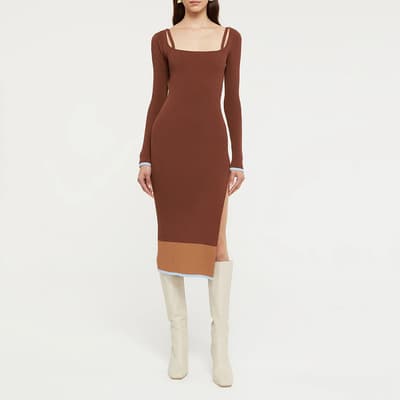 Chocolate Hazel Cotton Blend Midi Dress