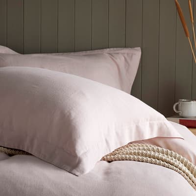 Linen Blend Pair of Oxford Pillowcases, Rose