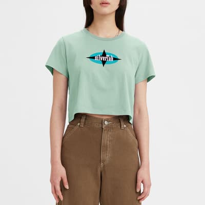 Green Cropped Jordie Cotton T-Shirt