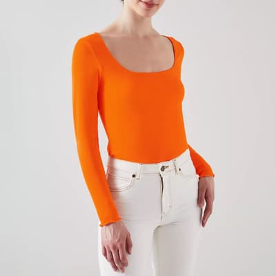 Orange May Square Neck Top