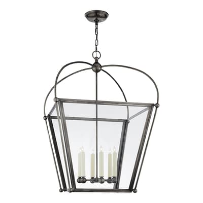 Riverside Large Square Lantern in Bronze with Clear Glass