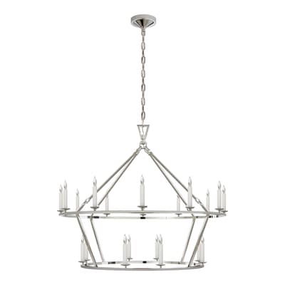 Darlana Large Two-Tiered Ring Chandelier in Polished Nickel