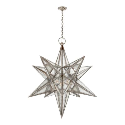 Moravian XL Star Lantern in Burnished Silver Leaf with Antique Mirror