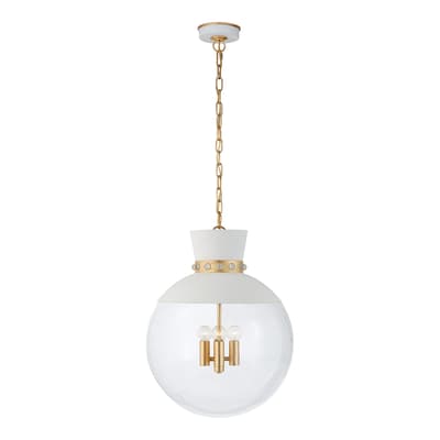 Lucia Large Pendant in Matte White and Gild with Clear Glass