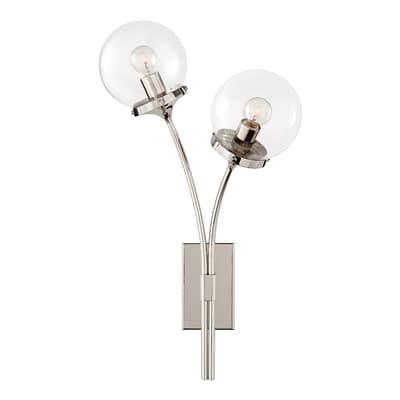 Prescott Right Sconce in Polished Nickel with Clear Glass