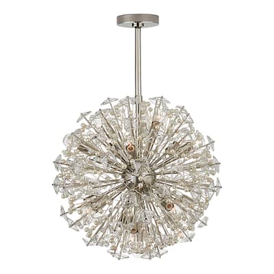 Dickinson Medium Chandelier  in Polished Nickel with Clear Glass and Cream Pearls