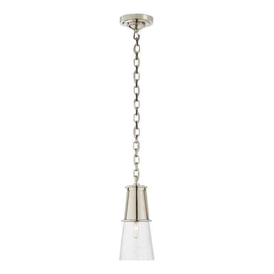 Robinson Small Pendant in Polished Nickel with Seeded Glass