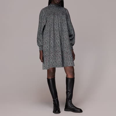 Black/Multi Micro Bud Pintuck Dress