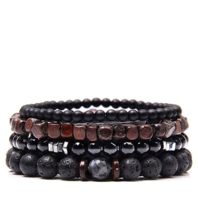 Black Lava & Tiger Eye Bracelet Set