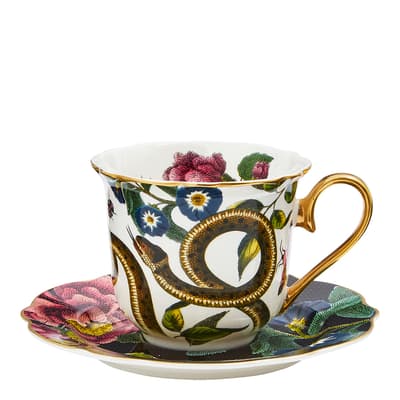 Snake & Black Teacup & Saucer