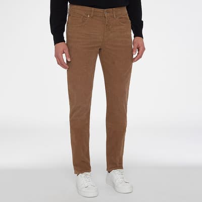 Camel Slim Tapered Cotton Blend Trousers