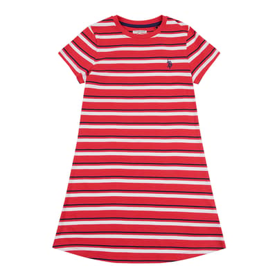 Teen Girl's Red Striped Cotton Dress