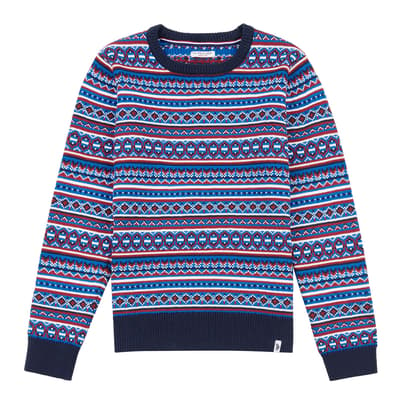 Younger Boy's Navy Intarsia Cotton Jumper