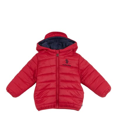 Boy's Red Hooded Quilted Jacket