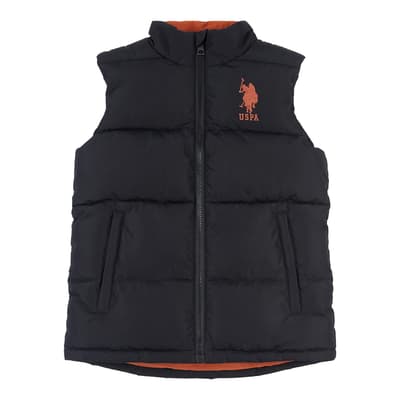 Teen Boy's Black High Neck Gilet