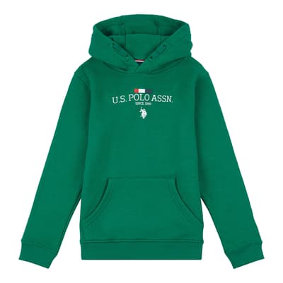 Younger Boy's Green Stacked Logo Hoodie