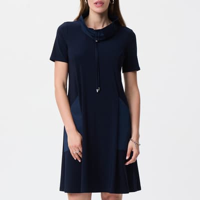 Navy High Collar Tunic Dress