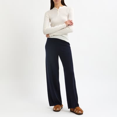 Navy Cashmere Blend Straight Leg Jogger