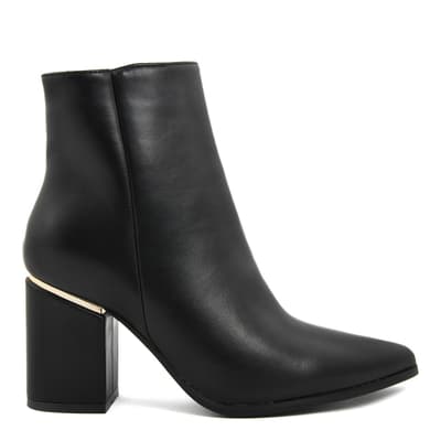 Black/Gold Heel Detailed Ankle Boots