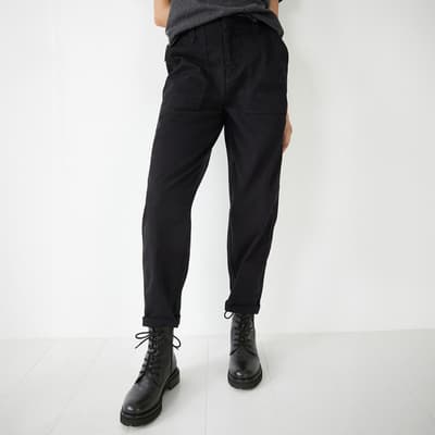 Black Utility Chino Cotton Trousers