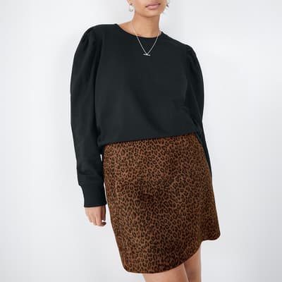 Black Bella Puff Cotton Sleeve Jersey Top