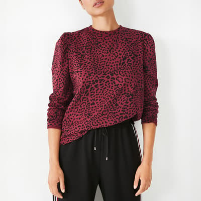 Leopard Burgundy Bella Puff Sleeve Jersey Top